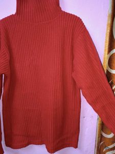 Rust Ribbed Turtleneck Sweater