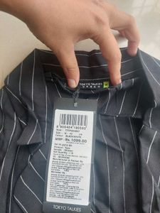 Tokyo talkies Striped Cropped Blazer Top