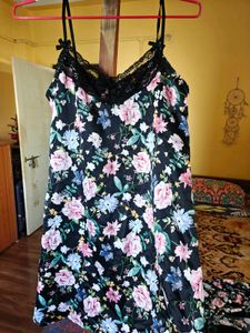 Black Floral Print Robe