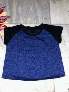 Black Blue Leopard Print Top