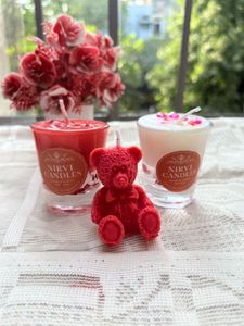 Combo Of Teddy Bear And One Glass Candle