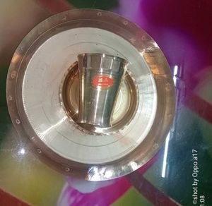 Brand New Bronze Thali With Brass Plate And Glass