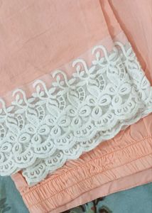 Pakistani Peach Lace 3-Piece Suit
