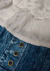 Denim Skirt &amp; Lace Top Set