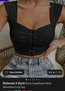 Black Button-Front Crop Top