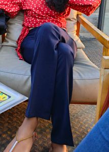 Navy Blue Straight Leg Pants/formal casual trouser