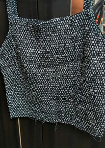 Floral Highly Stretchable Black Crop Top