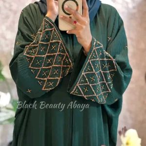 Elegant Green Abaya Burkha Hijab girls duppata