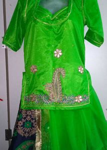 Green Embroidered Rajputi Poshak/rajasthani Dress