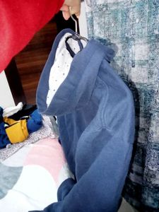 Blue 'Hug Me' Zip-Up Hoodie