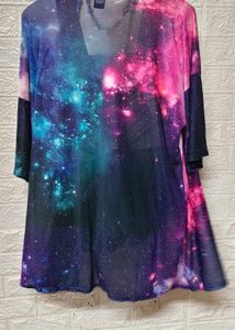 Galaxy Print Lightweight Beach Wear Cardigan