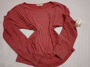 Maroon Button-Down Long Sleeve Top
