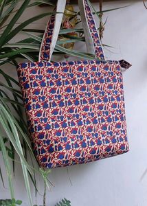 Jaipur Summer Collection Maroon And Blue Tote Bag