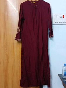 Maroon Embroidered Kurta