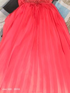 women peach dress free size wearable with belt