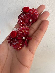 Red Floral Earrings
