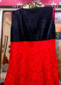 Red &amp; Black Anarkali Gown