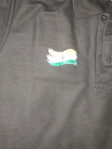 Black Graphic Print Polo Shirt