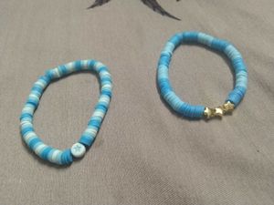 Blue Clay Bead Bracelet Set
