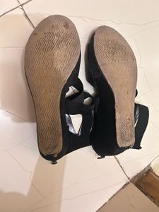 Black Wedge Heels with Elastic Straps