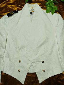 White Cropped Military Jacket