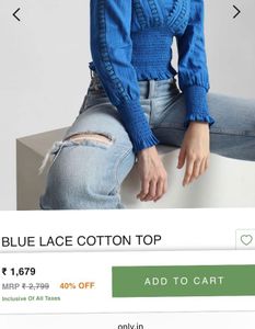 Stylish Blue Smocked Top