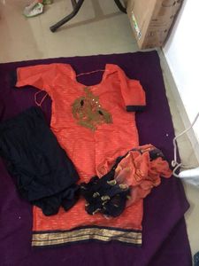 Orange Embroidered Salwar Kameez