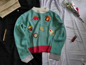 Fun Patchwork Knit Sweater