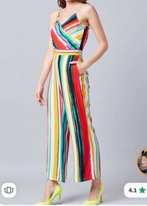 Women Multicoloured Striped Basic Jumpsuit