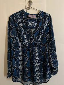Blue Snake Print Blouse