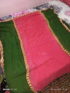 Pink &amp; Green mirror saree🩷💚