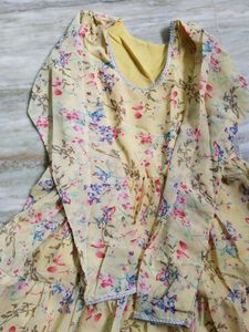 Yellow Layered Anarkali For Haldi