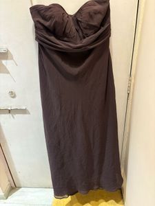 Elegant Brown Strapless Dress