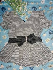 Checkered Peplum Top