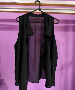 Black Sleeveless duster Or Longline Vest