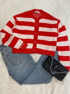 ZARA Red And White Sweater