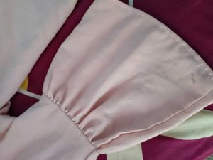 Peach Bell Sleeve Tie Back Top