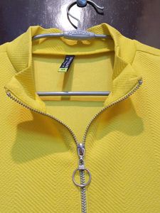 Yellow Mock Neck Mini Dress