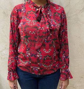 Floral Tie Neck Blouse