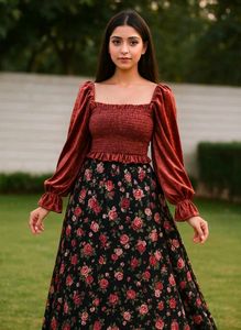 Velvet Puff Sleeve Top