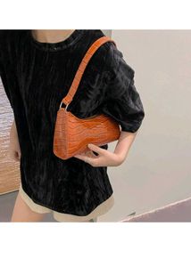 Alligator Pattern Forearm Bag Ladies Vintage Solid