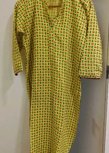 Yellow Printed Kurta