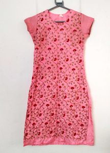 Pink Embroidered Kurti/Kurta