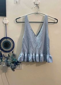 Light Blue Peplum Tank Top