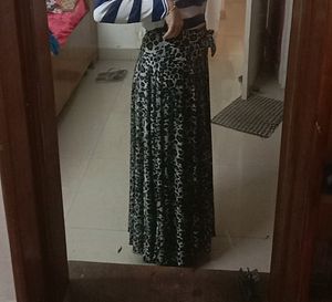(Black N White) Cheetah Print Long Skirt