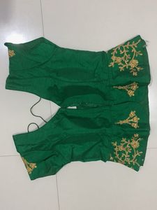Green Embroidered Paplum Blouse