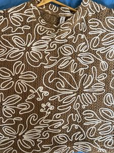 Mild Coffee Brown Netted Top