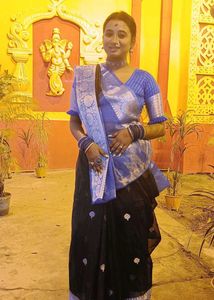 Elegant Black & Blue Saree