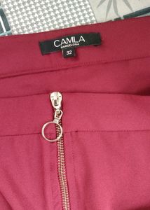 Stylish Maroon Midi Skirt