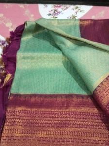Silk Blend Saree - Green &amp; Maroon
